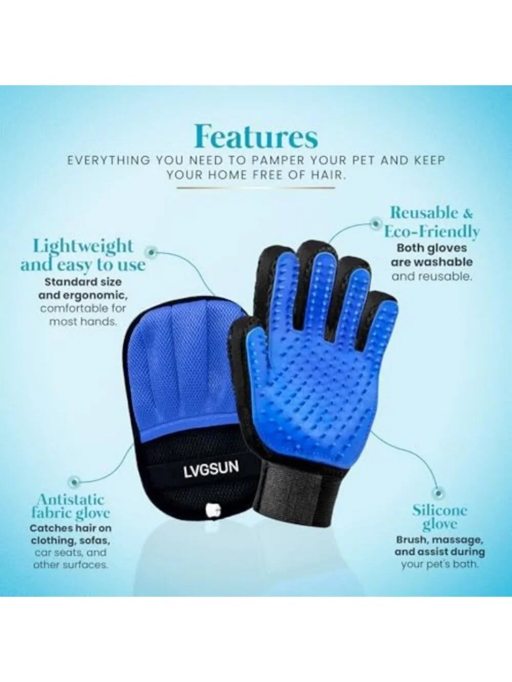 Grooming Kit for Cats – Deshedding Gloves & Self-Cleaning Mitt for Shedding